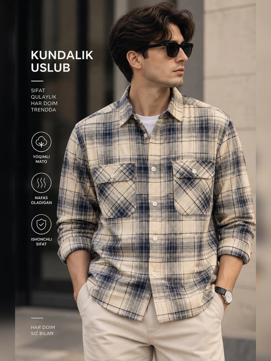 ONLY SHIRTS Kuzgi erkaklar katakli ko‘ylaklari - 
