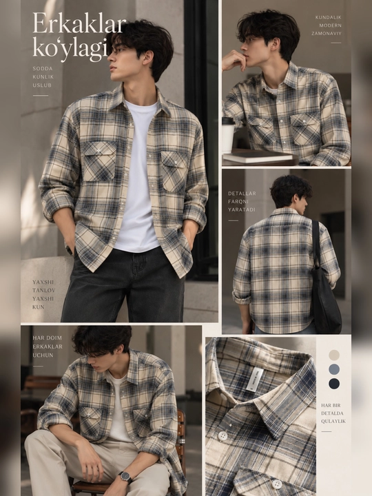 ONLY SHIRTS Осенние мужские рубашки в клетку