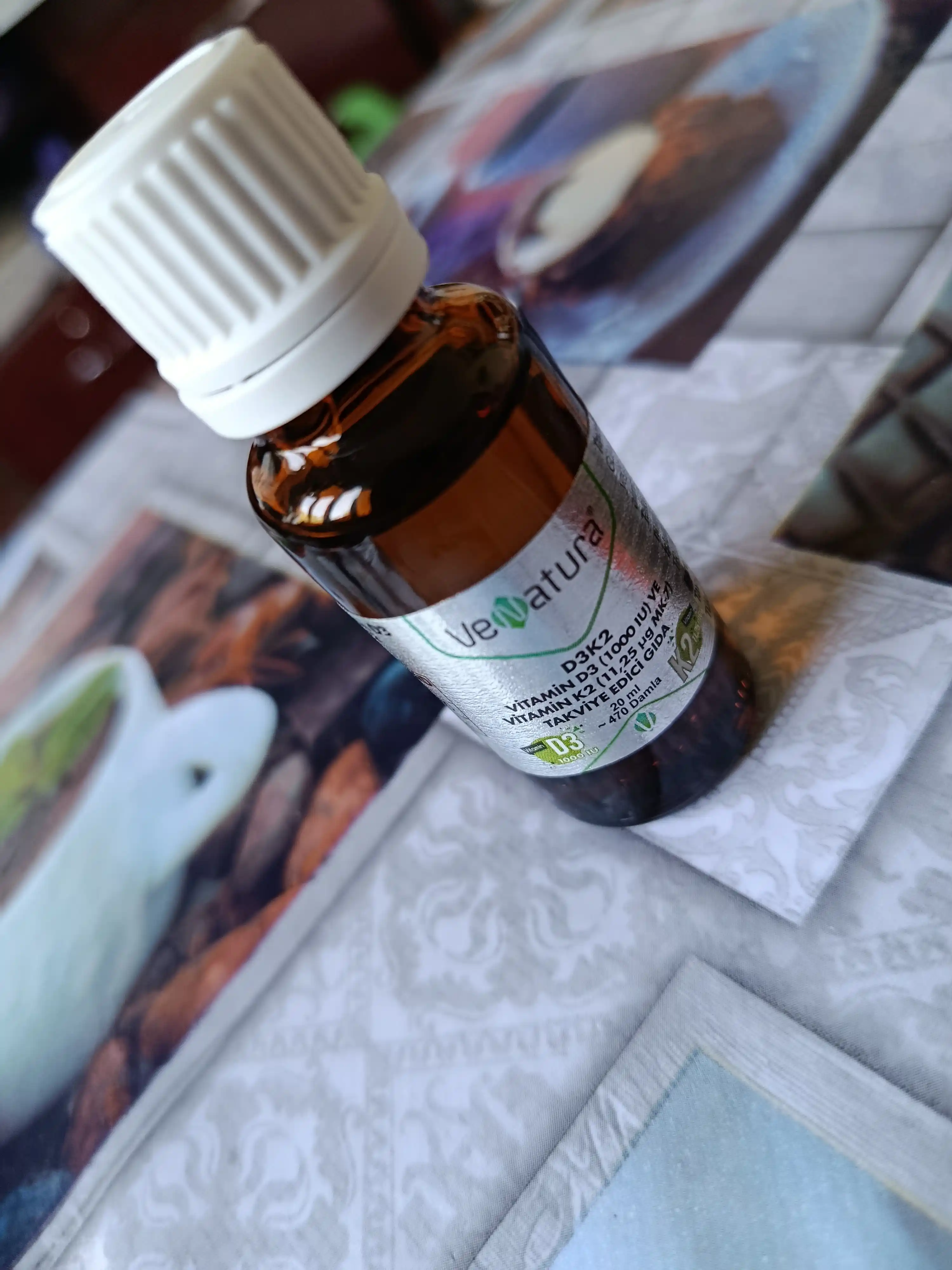 Venatura Vitamin D3 K2 Tomchi 1000 IU, immunitet, suyak, tish va soch muammolari uchun