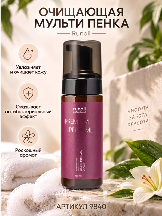 Пенка для маникюра и педикюра очищающая, мульти-пенка для рук runail