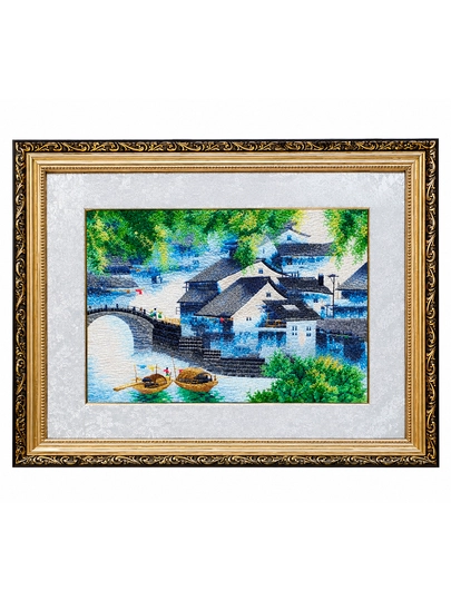 Xitoy ipak kashtasi — Suzhou uslubidagi dekorativ kartina, ramkada - 