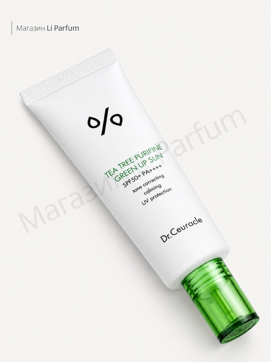 Qizarishga moyil teri uchun Dr.Ceuracle Tea Tree Purifine quyoshdan himoyalsh kremi SPF50+