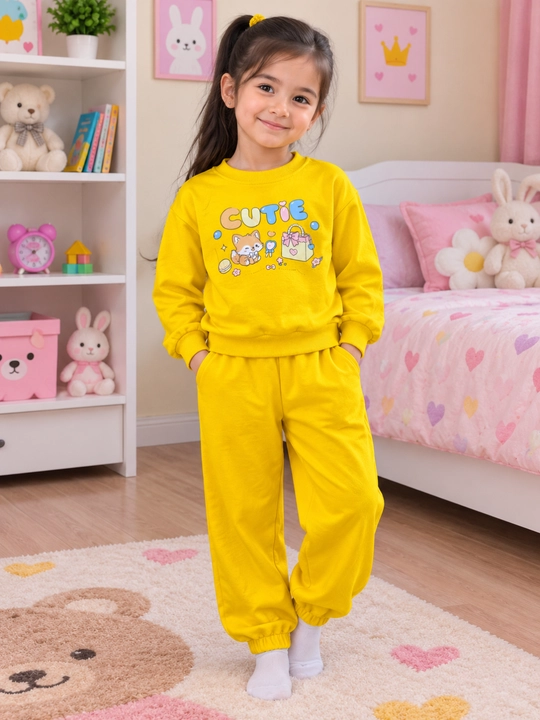 3-7 yoshli qiz bola uchun ikki qisimli bolalar ikki qisimli, yumshoq, sport to‘plami