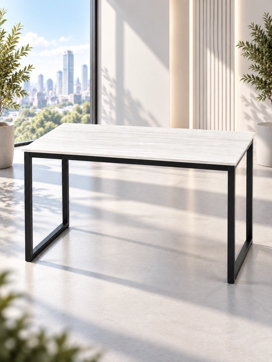Ofis va kompyuter uchun zamonaviy stol, metall ramali, 120 × 60 × 76 sm