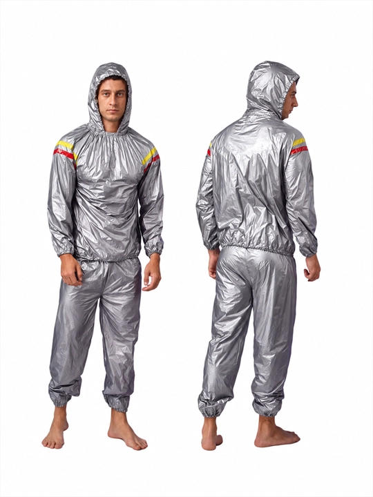 Термокостюм сауна с капюшоном для тренировок, унисекс, PVC S–4XL