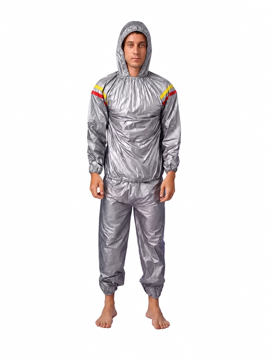 Термокостюм сауна с капюшоном для тренировок, унисекс, PVC S–4XL