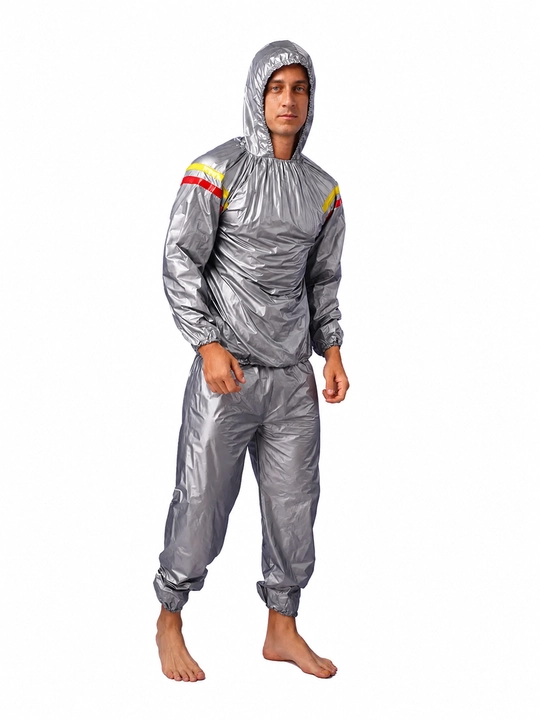 Термокостюм сауна с капюшоном для тренировок, унисекс, PVC S–4XL