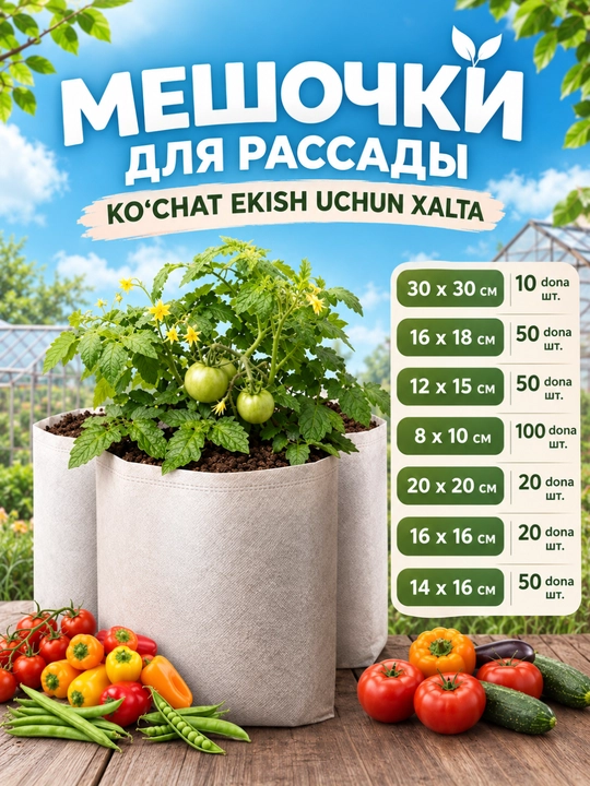 Kochat ekish uchun xalta, sabzavot va o‘simliklar uchun - 