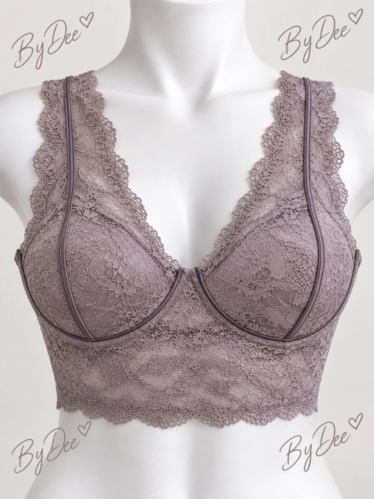 Yuqori sifatli yumshoq chashkalar bilan krujevali bralet, top-lif, bra - 