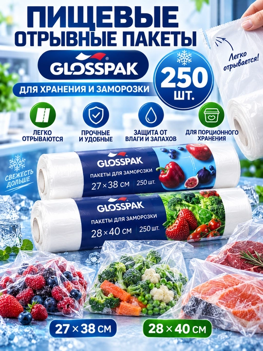 GLOSSPAK - пищевые отрывные рулон пакеты
