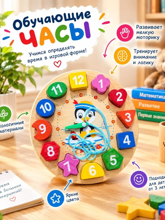 Развивающие деревянные игрушки для детей — набор ярких обучающих игр