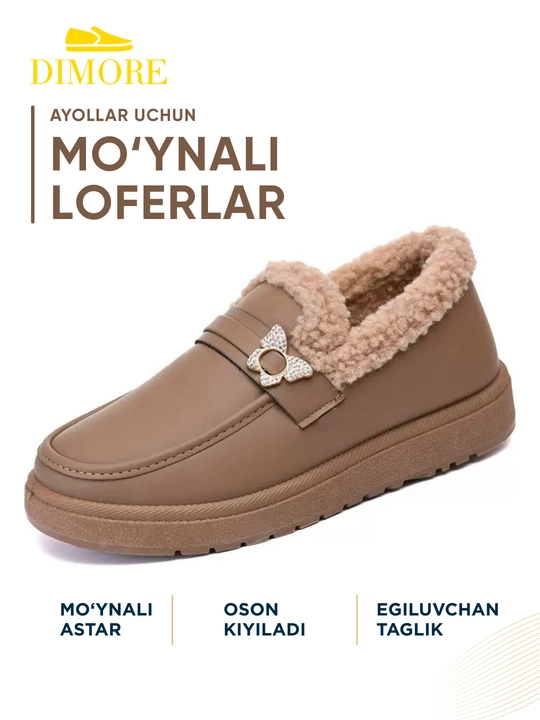 Ayollar loferlari, issiq, DIMORE WarmBloom, mo‘ynali ayollar qishki poyabzali, 36-41