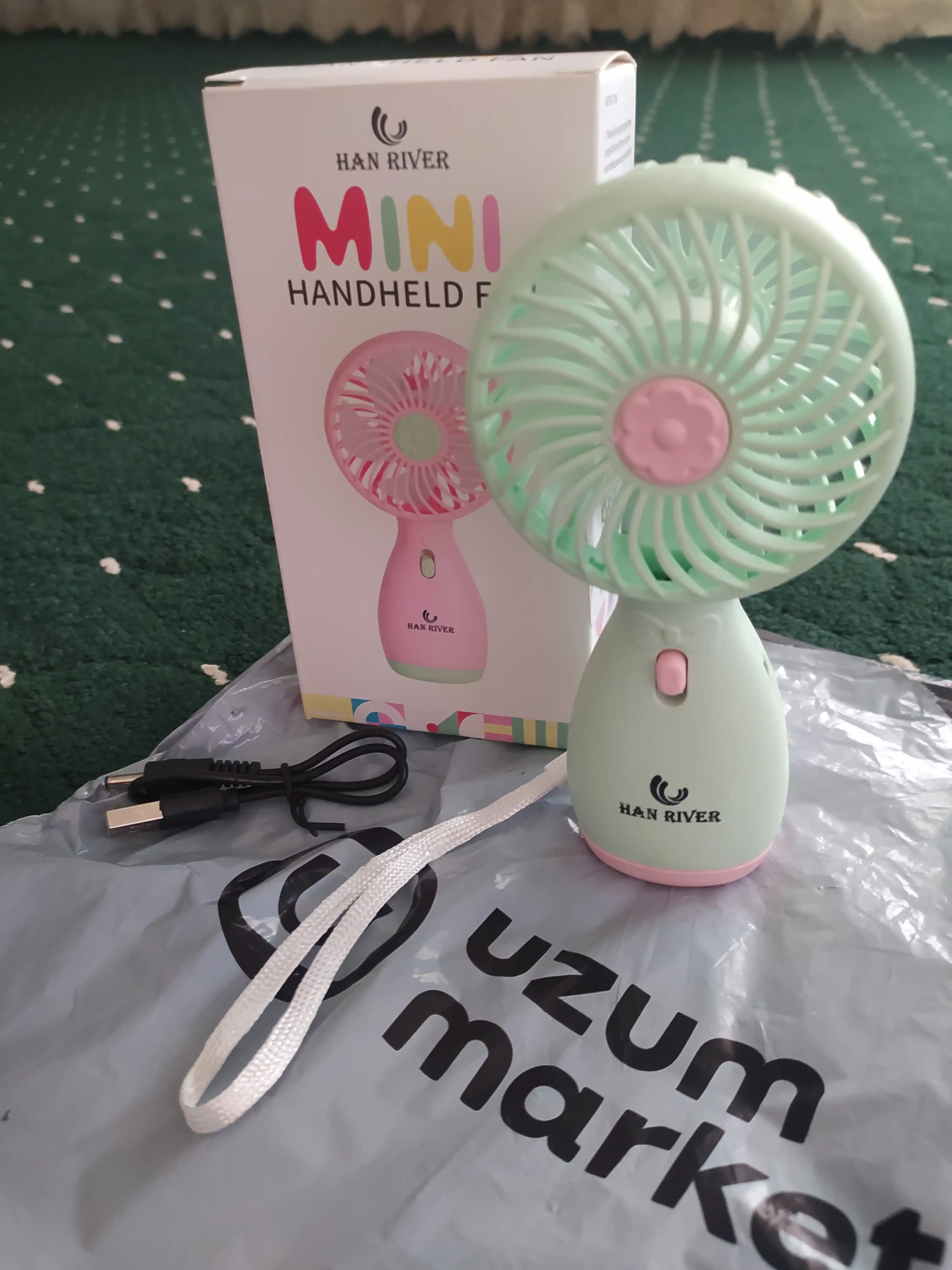 Mini qo'l ventilyatori, USB, portativ，HAN RIVER，120 darajali shamol tezligi