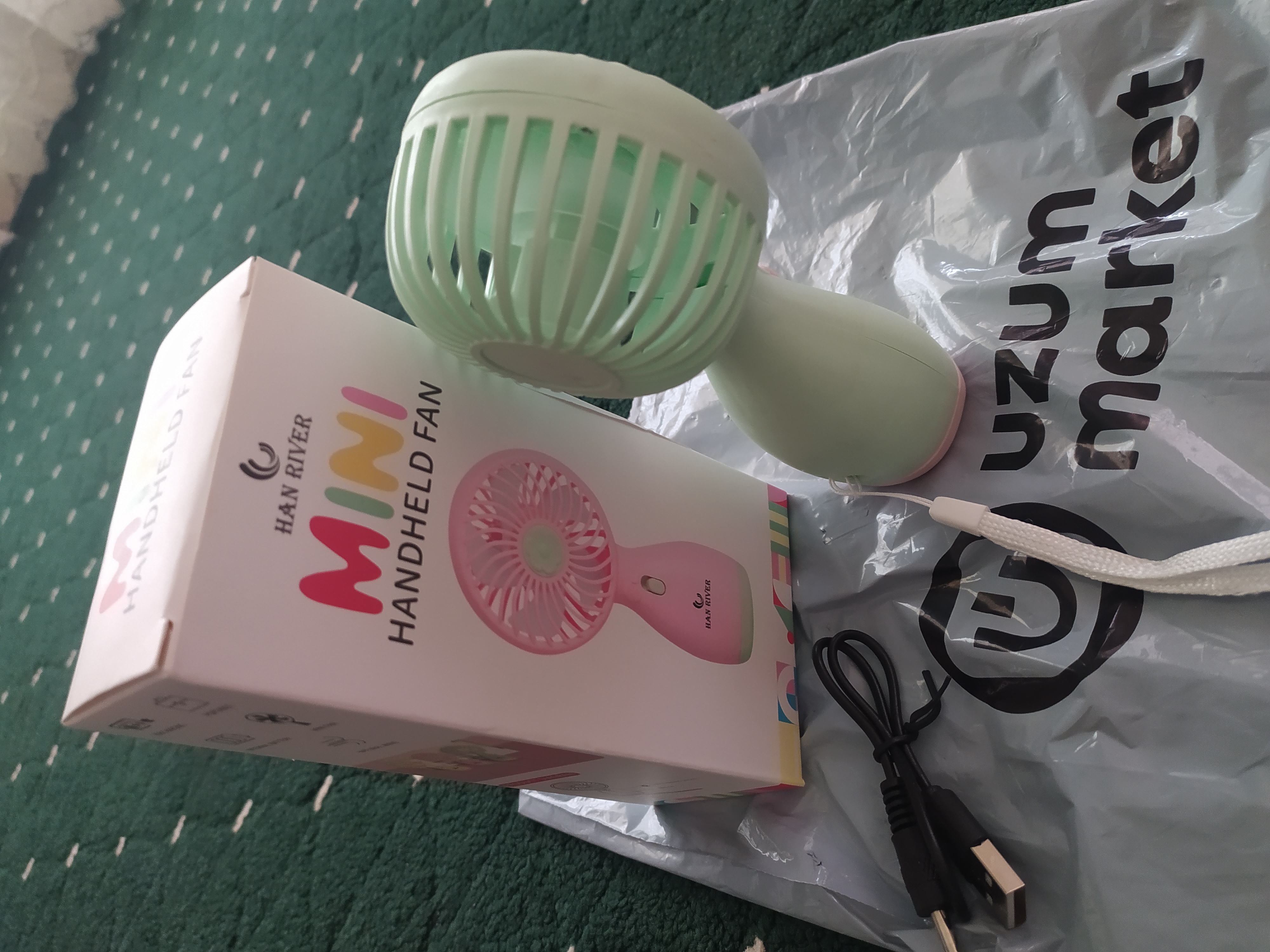 Mini qo'l ventilyatori, USB, portativ，HAN RIVER，120 darajali shamol tezligi