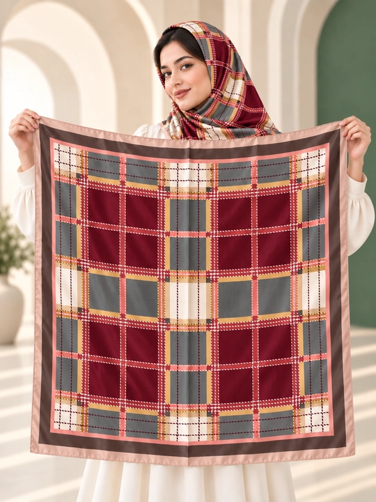 Ayollar uchun atlas ro‘mol 90×90 sm, bosh va bo‘yinga o‘rash uchun, turli rang va naqshli