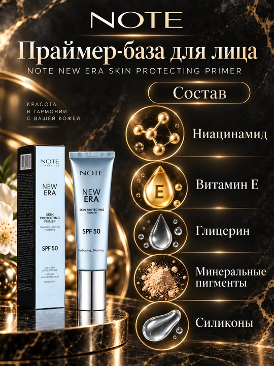 Праймер для лица NOTE New Era Skin Protecting Primer SPF 50, увлажняющий, с защитой SPF 50
