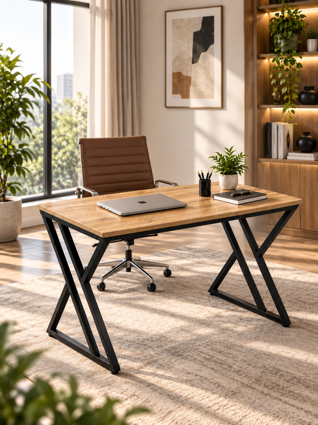 Ofis va kompyuter uchun ish stoli, metall karkasli parta, 120×60×76 sm