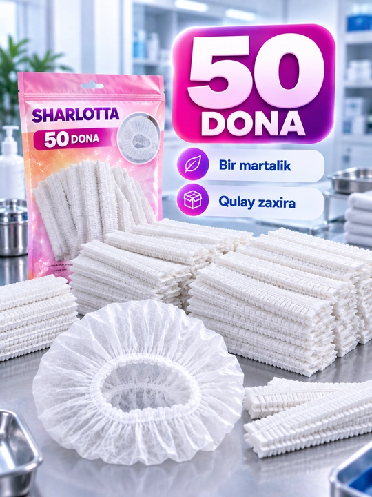 Шарлотта одноразовые медицинские шапочки, 50 шт
