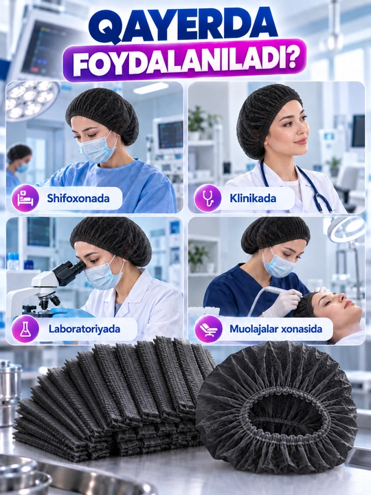Шарлотта одноразовые медицинские шапочки, 50 шт