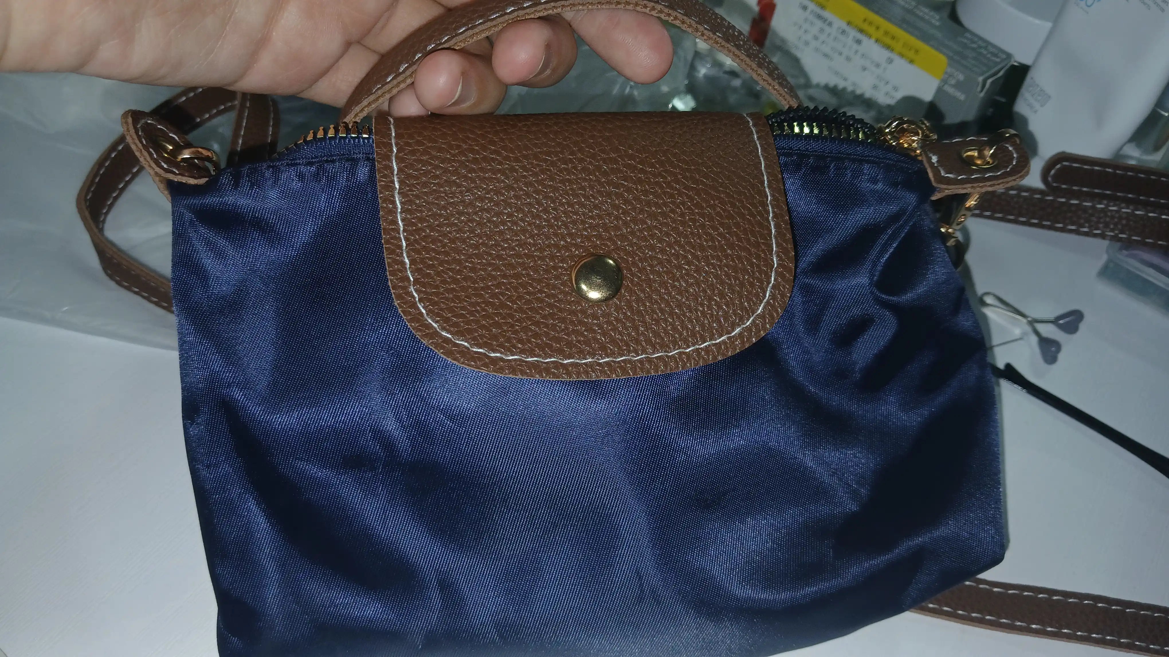 Sumka ayollar uchun, mini Longchamp uslubida, kichkina krossbodi sumka-kosmetichka