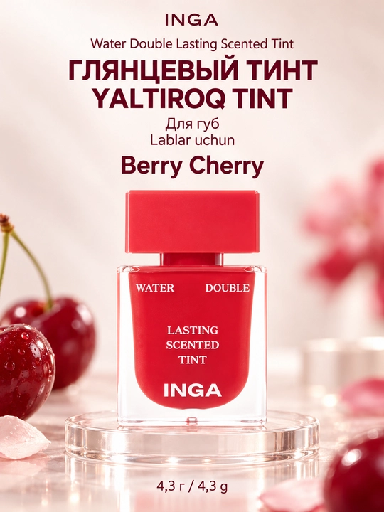 Тинт для губ INGA Water Double Lasting Scented Tint, 8 оттенков, 4.3 г - 