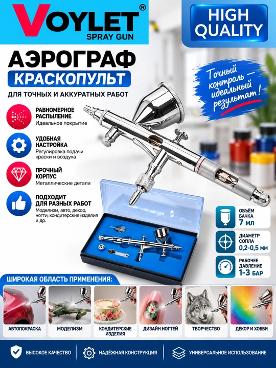 Пистолет-распылитель VOYLET H 827- S770G- S701- PQ 2 U- H2001 HVLP