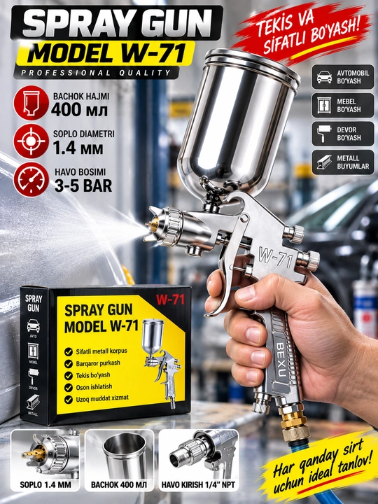 Пистолет-распылитель VOYLET H 827- S770G- S701- PQ 2 U- H2001 HVLP