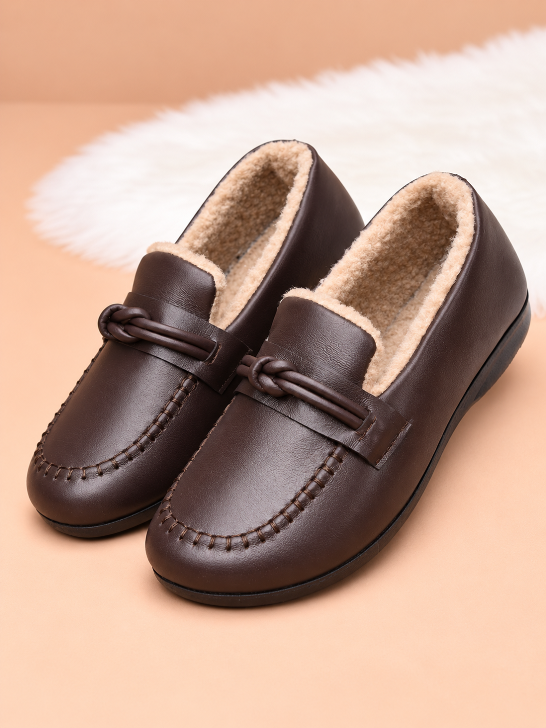 Ayollar uchun issiq loferlar, DIMORE CozyKnot, mo’ynali qishki oyoq kiyimi, 36-41