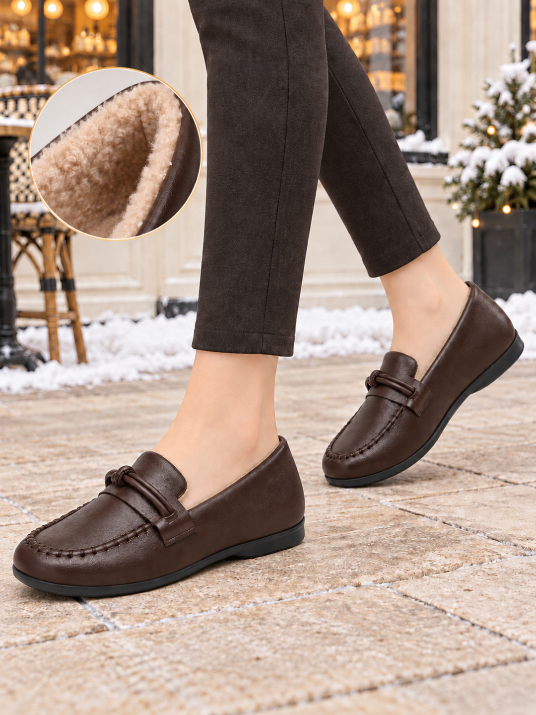 Ayollar uchun issiq loferlar, DIMORE CozyKnot, mo’ynali qishki oyoq kiyimi, 36-41