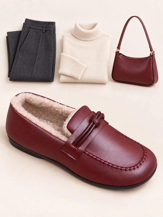 Ayollar uchun issiq loferlar, DIMORE CozyKnot, mo’ynali qishki oyoq kiyimi, 36-41