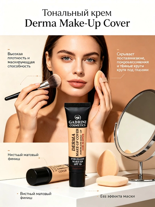Matlovchi tonal krem 40 ml, yuqori qoplama, yogʻli teri uchun barqaror