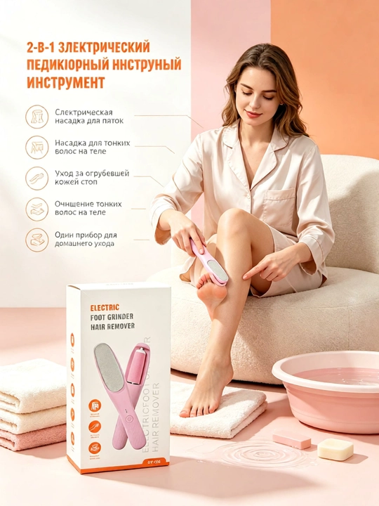 2-in-1 elektr oyoq silliqlagich, kallusni olib tashlaydi, zaryadlanuvchi