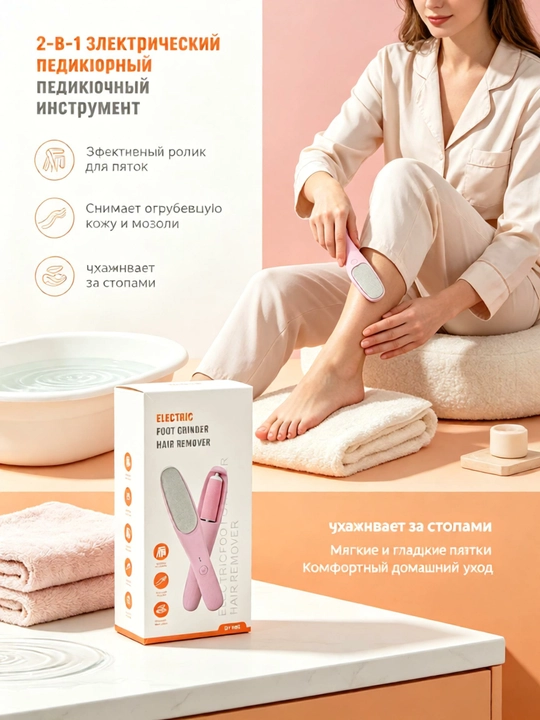 2-in-1 elektr oyoq silliqlagich, kallusni olib tashlaydi, zaryadlanuvchi