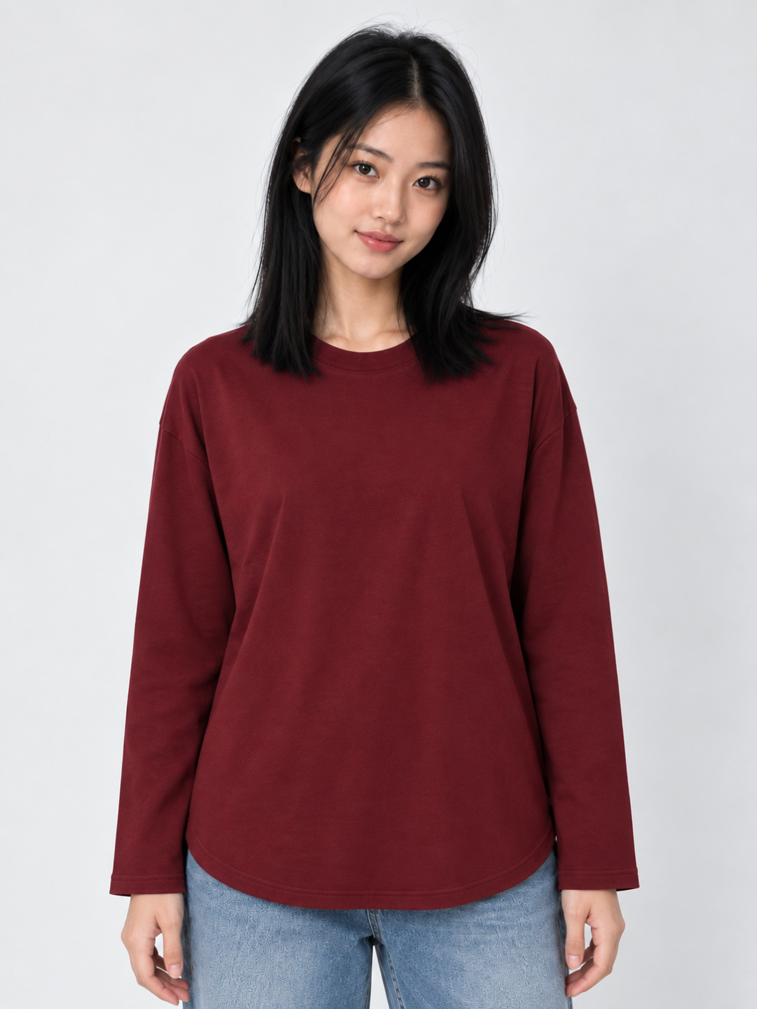 Ayollar uchun Oversize Basic uzun yengli kofta - 