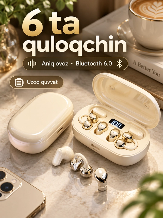 Беспроводные Bluetooth-наушники 6 шт., с зарядным кейсом и дисплеем - 