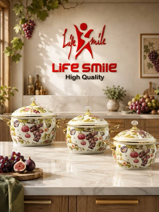 Набор эмалированных Кастрюль 3 штуки, с крышками, 4 л, 5,2 л, 6,5 л