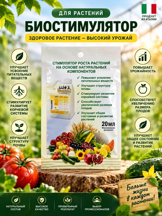 Biolchim FULVUMIN биостимулятор для растений с фульвокислотами, 20 мл