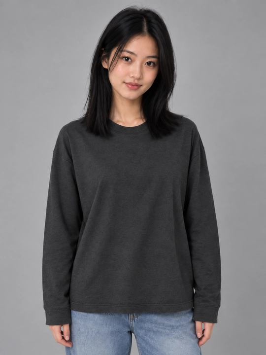 Ayollar uchun Oversize Basic bir rangli svitshot - 