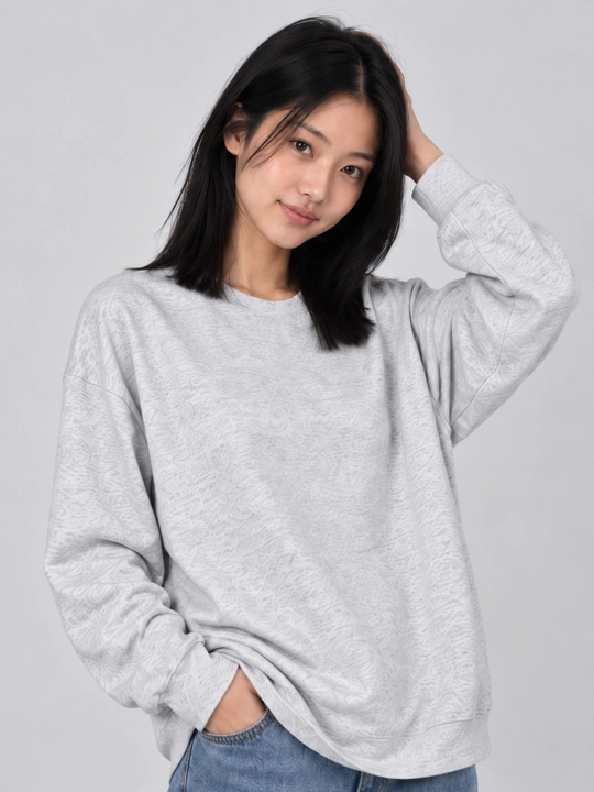 Ayollar uchun Oversize Basic bir rangli svitshot