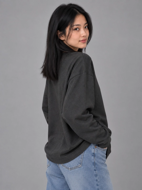 Ayollar uchun Oversize Basic bir rangli svitshot