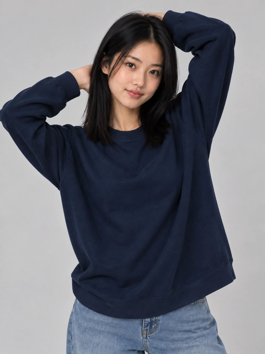 Ayollar uchun Oversize Basic bir rangli svitshot