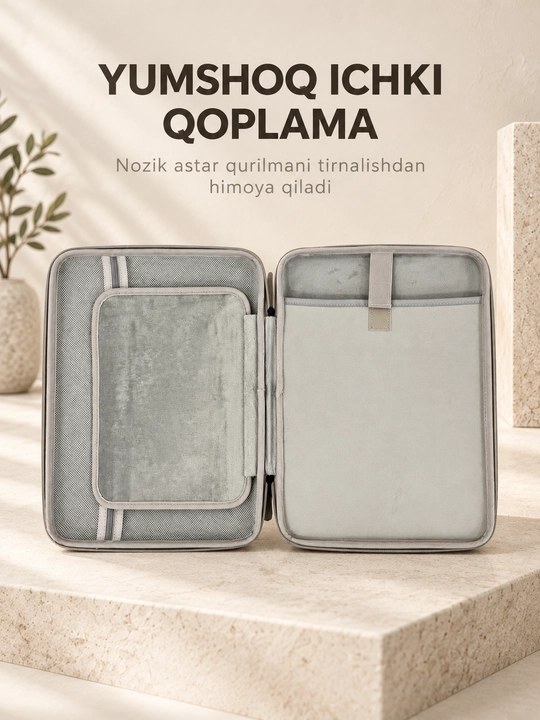 13–14 va 14-15,6 dyumli noutbuk uchun qulay ko‘p bo‘limli himoya sumkasi