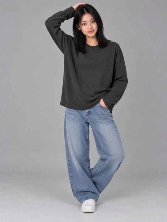 Ayollar uchun Oversize Basic bir rangli svitshot