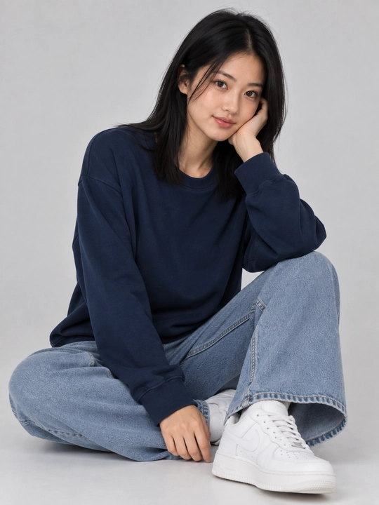 Ayollar uchun Oversize Basic bir rangli svitshot