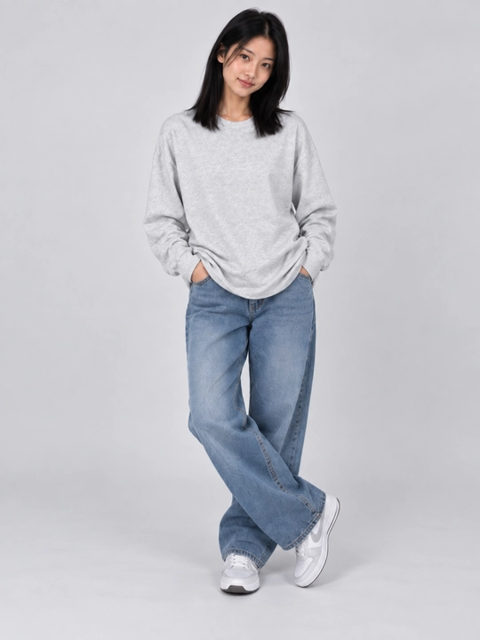 Ayollar uchun Oversize Basic bir rangli svitshot