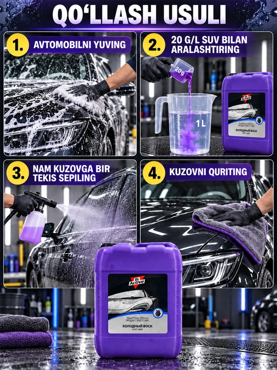 Dr.Active Fast Wax avtomobil uchun sovuq mum, gidrofob himoya va kuzov yaltiroqligi, 5 kg