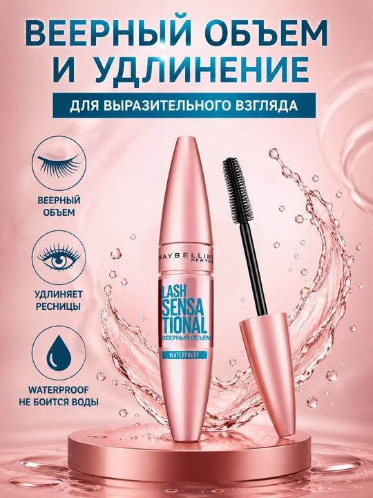 Тушь для ресниц Maybelline New York Lash Sensational, водостойкая - 