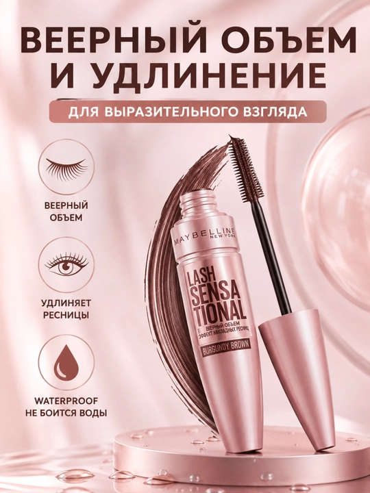 Тушь для ресниц Maybelline New York Lash Sensational, водостойкая - 