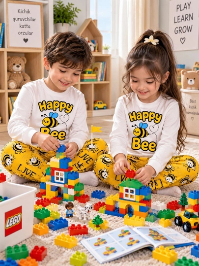 1-8 yoshli bolalar uchun uzun yengli yumshoq pijama