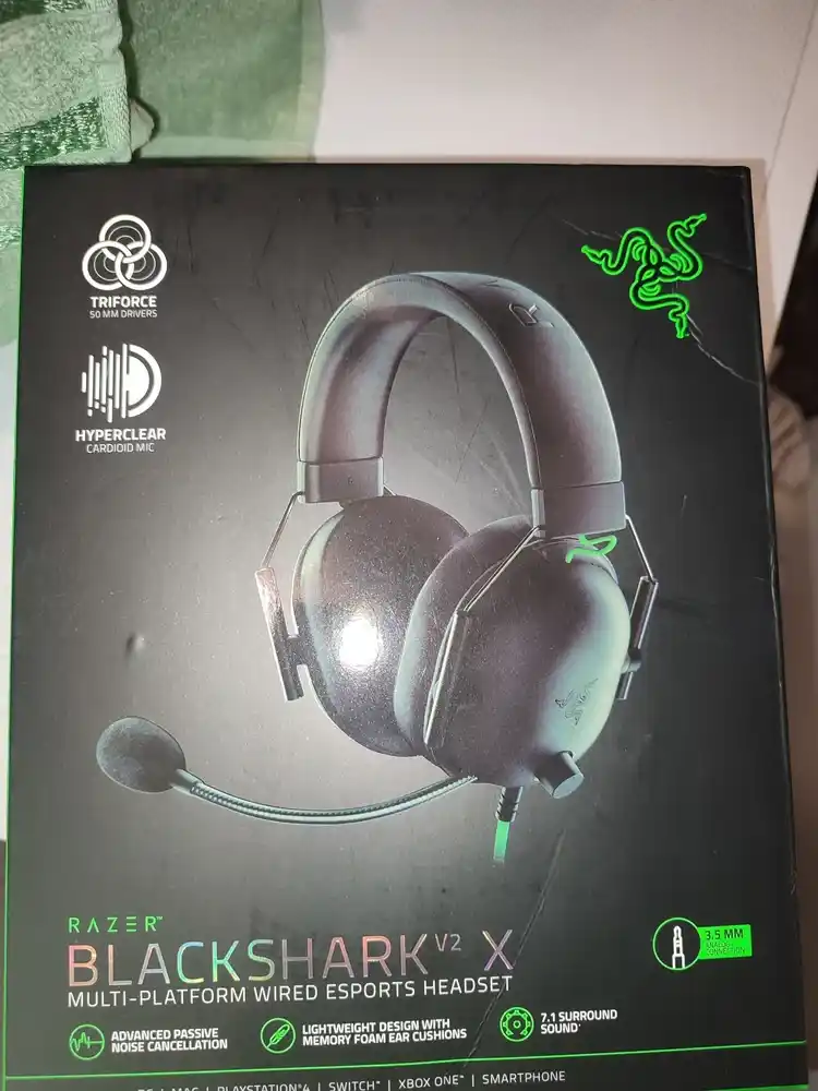 Razer BlackShark V2X o'yin quloqchini, 7.1 surround, mikrofonli